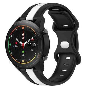 For Xiaomi MI Watch S1 Pro 22mm Butterfly Buckle Two-Color Silicone Watch Band(Black+White)