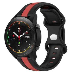 For Xiaomi MI Watch S1 Pro 22mm Butterfly Buckle Two-Color Silicone Watch Band(Black+Red)