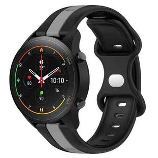 For Xiaomi MI Watch S1 Pro 22mm Butterfly Buckle Two-Color Silicone Watch Band(Black+Grey)