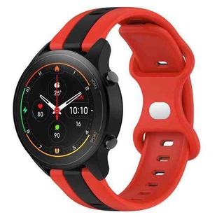 For Xiaomi MI Watch S1 Pro 22mm Butterfly Buckle Two-Color Silicone Watch Band(Red+Black)