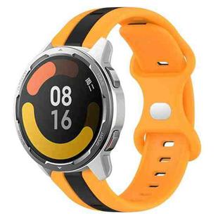 For Xiaomi MI Watch Color 2 22mm Butterfly Buckle Two-Color Silicone Watch Band(Black+Yellow)