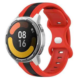 For Xiaomi MI Watch Color 2 22mm Butterfly Buckle Two-Color Silicone Watch Band(Red+Black)