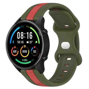 For Xiaomi MI Watch Sport 22mm Butterfly Buckle Two-Color Silicone Watch Band(Red+Army Green)