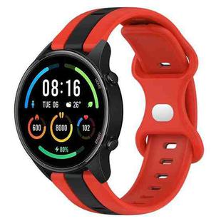 For Xiaomi MI Watch Color 22mm Butterfly Buckle Two-Color Silicone Watch Band(Red+Black)