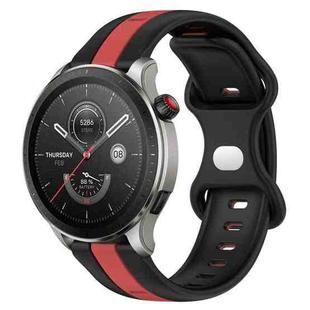 For Amazfit GTR 4 22mm Butterfly Buckle Two-Color Silicone Watch Band(Black+Red)