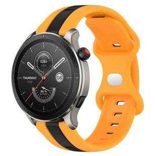 For Amazfit GTR 4 22mm Butterfly Buckle Two-Color Silicone Watch Band(Black+Yellow)