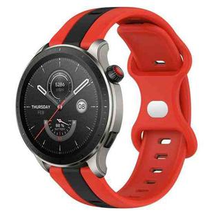 For Amazfit GTR 4 22mm Butterfly Buckle Two-Color Silicone Watch Band(Red+Black)