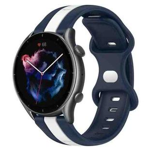 For Amazfit GTR 3 22mm Butterfly Buckle Two-Color Silicone Watch Band(White+Blue)