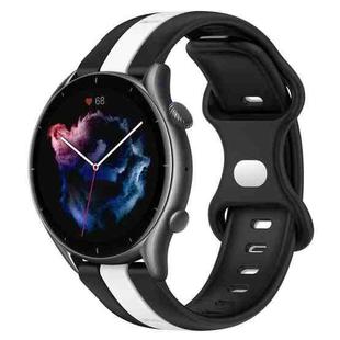 For Amazfit GTR 3 Pro 22mm Butterfly Buckle Two-Color Silicone Watch Band(Black+White)