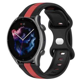 For Amazfit GTR 3 Pro 22mm Butterfly Buckle Two-Color Silicone Watch Band(Black+Red)