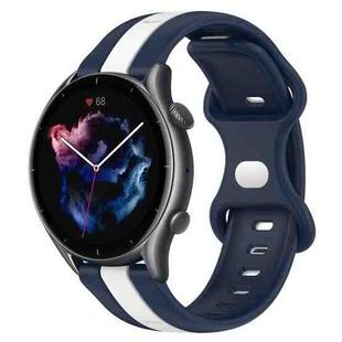 For Amazfit GTR 3 Pro 22mm Butterfly Buckle Two-Color Silicone Watch Band(White+Blue)