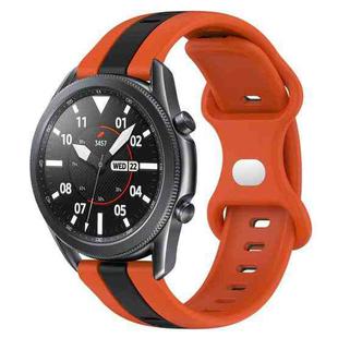 For Samsung Galaxy Watch3 45mm 22mm Butterfly Buckle Two-Color Silicone Watch Band(Orange+Black)