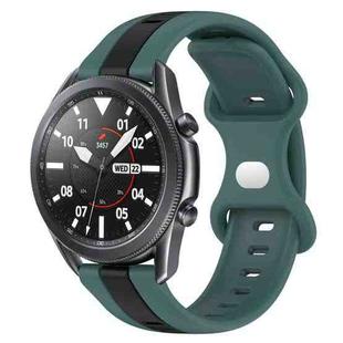 For Samsung Galaxy Watch3 45mm 22mm Butterfly Buckle Two-Color Silicone Watch Band(Green+Black)