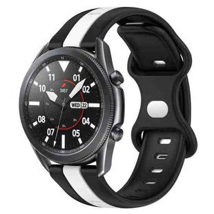 For Samsung Galaxy Watch3 45mm 22mm Butterfly Buckle Two-Color Silicone Watch Band(Black+White)