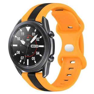 For Samsung Galaxy Watch3 45mm 22mm Butterfly Buckle Two-Color Silicone Watch Band(Black+Yellow)