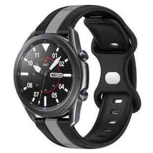 For Samsung Galaxy Watch3 45mm 22mm Butterfly Buckle Two-Color Silicone Watch Band(Black+Grey)