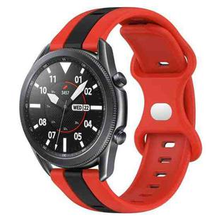 For Samsung Galaxy Watch3 45mm 22mm Butterfly Buckle Two-Color Silicone Watch Band(Red+Black)