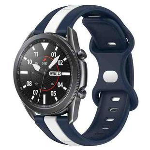For Samsung Galaxy Watch3 45mm 22mm Butterfly Buckle Two-Color Silicone Watch Band(White+Blue)