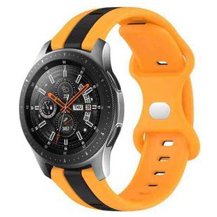 For Samsung Galaxy Watch 46mm 22mm Butterfly Buckle Two-Color Silicone Watch Band(Black+Yellow)