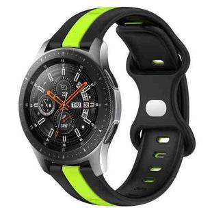For Samsung Galaxy Watch 46mm 22mm Butterfly Buckle Two-Color Silicone Watch Band(Black+Green)