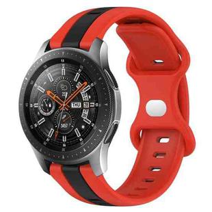 For Samsung Galaxy Watch 46mm 22mm Butterfly Buckle Two-Color Silicone Watch Band(Red+Black)