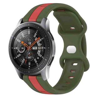 For Samsung Galaxy Watch 46mm 22mm Butterfly Buckle Two-Color Silicone Watch Band(Red+Army Green)