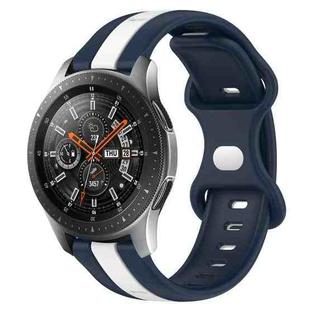 For Samsung Galaxy Watch 46mm 22mm Butterfly Buckle Two-Color Silicone Watch Band(White+Blue)
