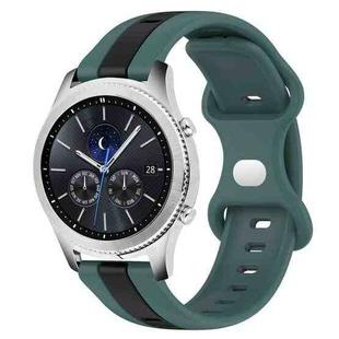 For Samsung Gear S3 Classic 22mm Butterfly Buckle Two-Color Silicone Watch Band(Green+Black)
