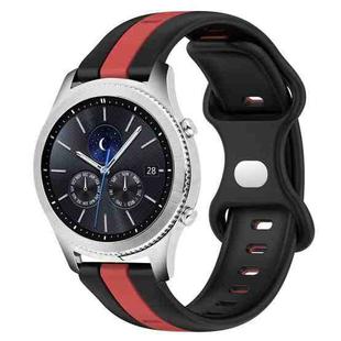 For Samsung Gear S3 Classic 22mm Butterfly Buckle Two-Color Silicone Watch Band(Black+Red)