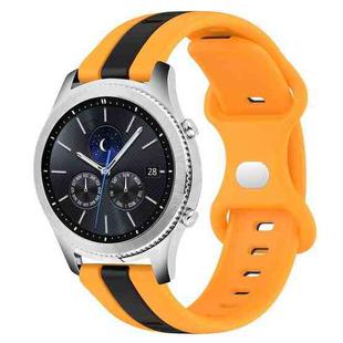For Samsung Gear S3 Classic 22mm Butterfly Buckle Two-Color Silicone Watch Band(Black+Yellow)
