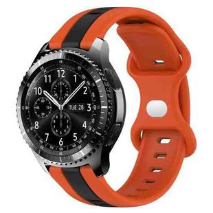 For Samsung Gear S3 Frontier 22mm Butterfly Buckle Two-Color Silicone Watch Band(Orange+Black)