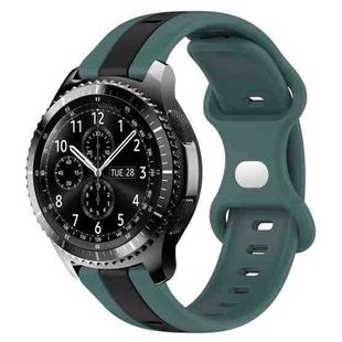 For Samsung Gear S3 Frontier 22mm Butterfly Buckle Two-Color Silicone Watch Band(Green+Black)