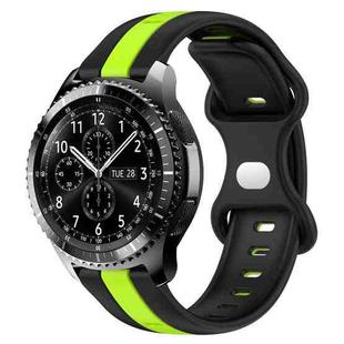 For Samsung Gear S3 Frontier 22mm Butterfly Buckle Two-Color Silicone Watch Band(Black+Green)
