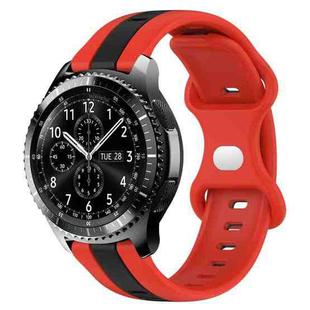 For Samsung Gear S3 Frontier 22mm Butterfly Buckle Two-Color Silicone Watch Band(Red+Black)