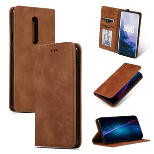 Retro Skin Feel Business Magnetic Horizontal Flip Leather Case for OnePlus 7 Pro(Brown)