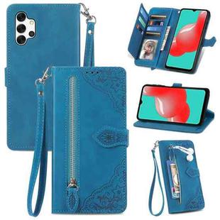 For  Samsung Galaxy A32 5G Embossed Flower Shockproof Leather Phone Case(Blue)