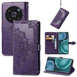 For Honor Magic 4 Pro Mandala Flower Embossed Leather Phone Case(Purple)