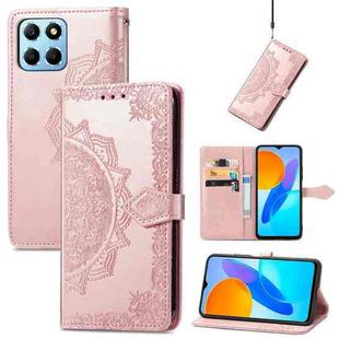 For Honor X8 5G Mandala Flower Embossed Leather Phone Case(Rose Gold)