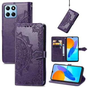 For Honor X8 5G Mandala Flower Embossed Leather Phone Case(Purple)