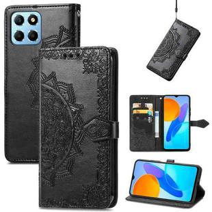 For Honor X8 5G Mandala Flower Embossed Leather Phone Case(Black)