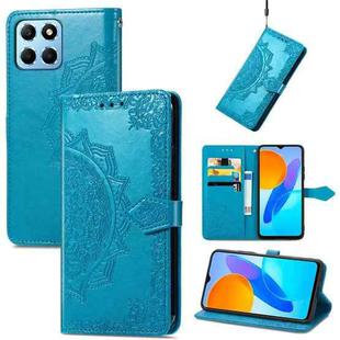 For Honor X8 5G Mandala Flower Embossed Leather Phone Case(Blue)