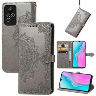 For Infinix Note 11 Mandala Flower Embossed Leather Phone Case(Gray)