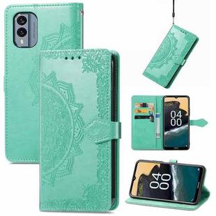 For Nokia X30 Mandala Flower Embossed Leather Phone Case(Green)