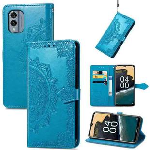 For Nokia X30 Mandala Flower Embossed Leather Phone Case(Blue)