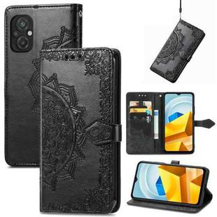 For Xiaomi Poco M5 Mandala Flower Embossed Leather Phone Case(Black)