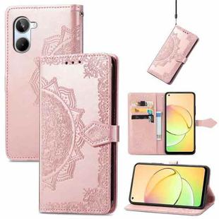 For Realme 10 4G Mandala Flower Embossed Leather Phone Case(Rose Gold)