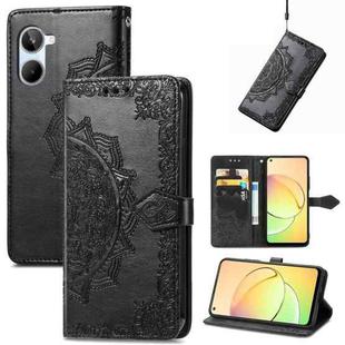 For Realme 10 4G Mandala Flower Embossed Leather Phone Case(Black)