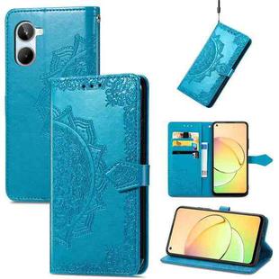 For Realme 10 4G Mandala Flower Embossed Leather Phone Case(Blue)