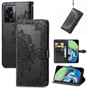 For Realme V23 Mandala Flower Embossed Leather Phone Case(Black)