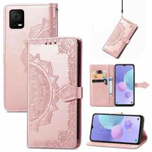 For TCL 405 Mandala Flower Embossed Leather Phone Case(Rose Gold)